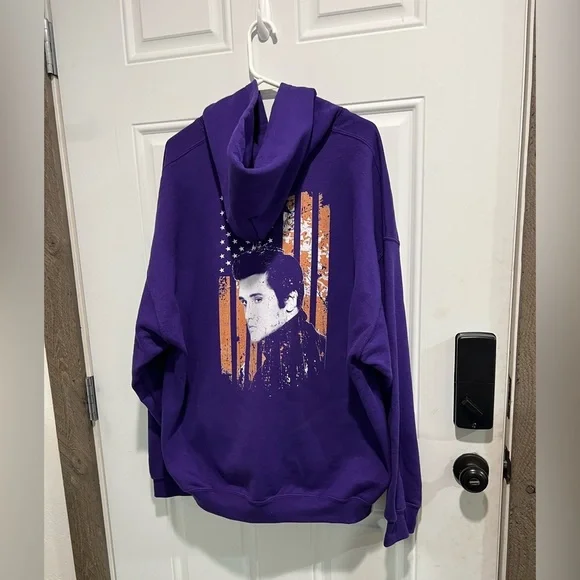 Elvis Presley Oversized Purple Graphic Hoodie size 2XL - Picture 2 of 7